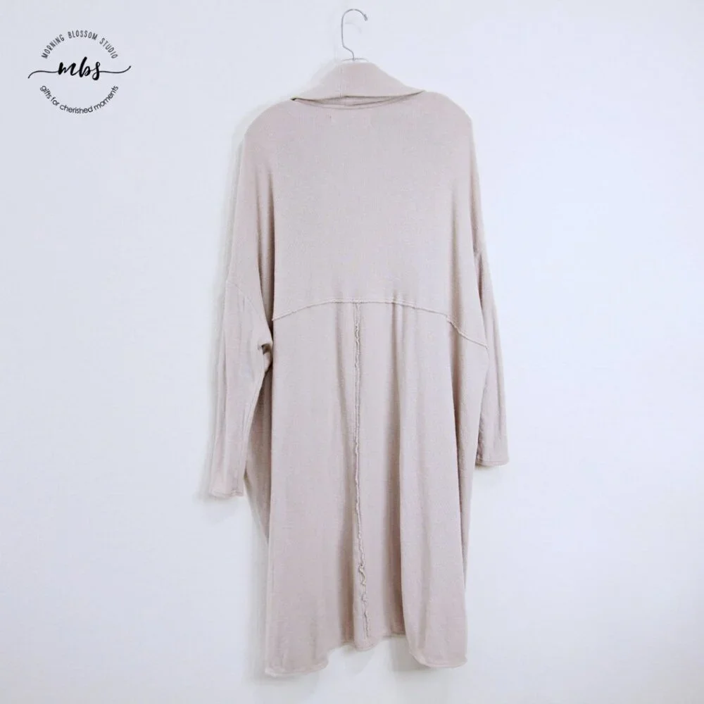 Free People Beach Long Oversized Open‎ Cardigan Sweater Duster Beige Women XS